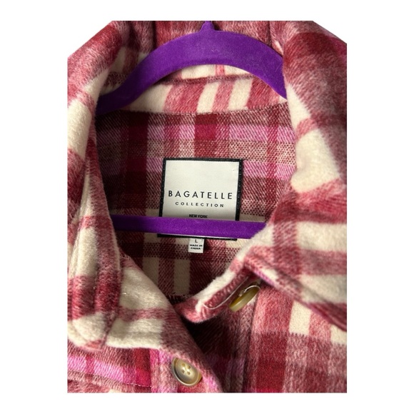 Bagatelle Pink and Red Plaid Cropped Shacket - Picture 2 of 6